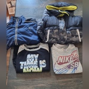 BUNDLE BOYS SIZE 5 NIKE SHIRTS AND COATS